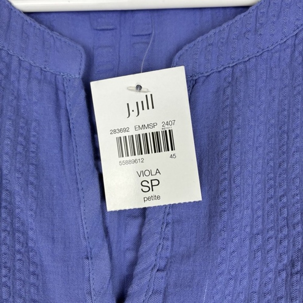 J. Jill Women's Peasant Gauze Flutter Sleeve Textured Top Blue Small Petite‎ NWT - Picture 4 of 11